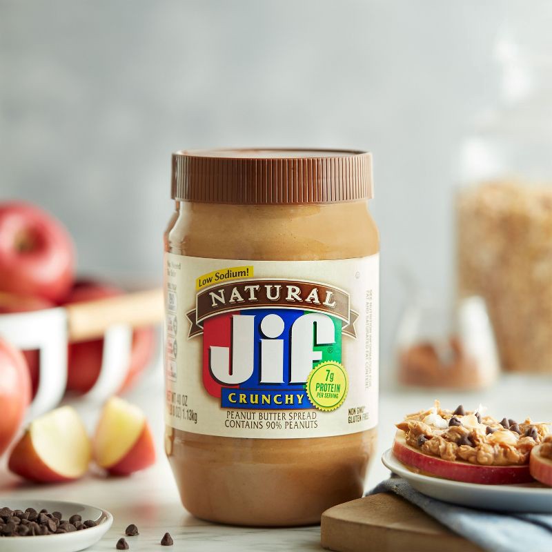 slide 6 of 6, Jif Natural Crunchy Peanut Butter Spread - 40oz, 40 oz