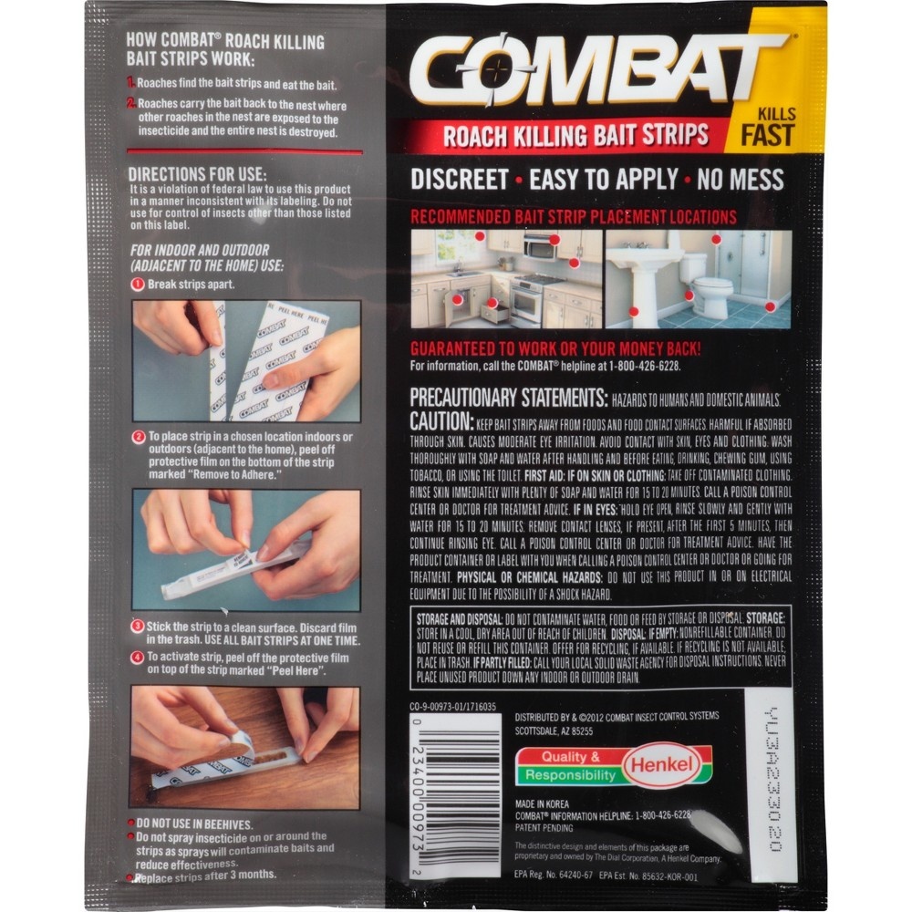 slide 4 of 4, Combat Roach Killing Bait Strips for Large and Small Roaches, 10 ct