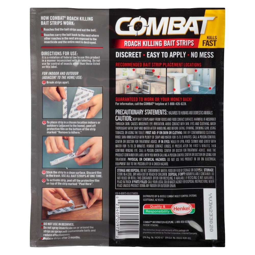 slide 2 of 4, Combat Roach Killing Bait Strips for Large and Small Roaches, 10 ct