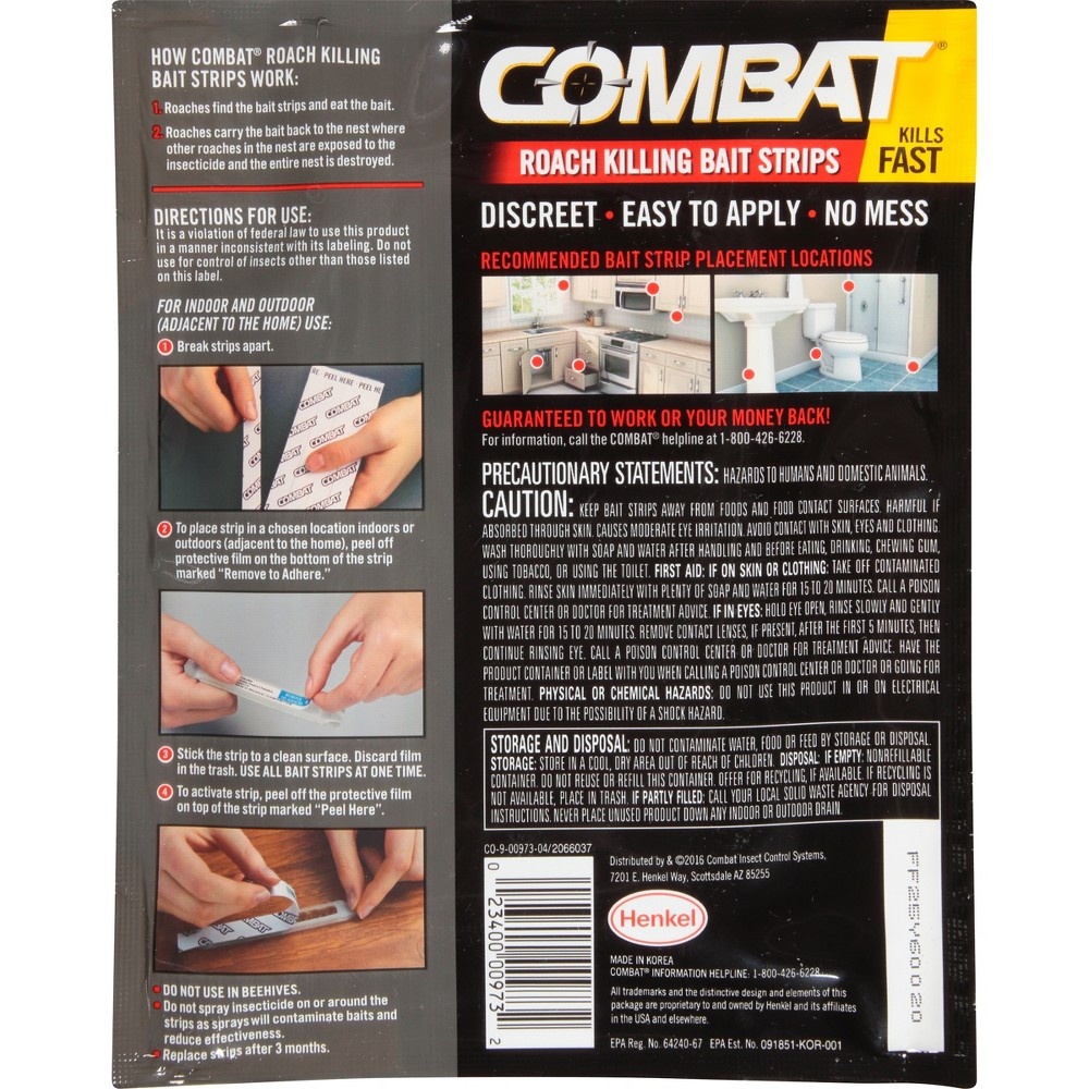 slide 3 of 4, Combat Roach Killing Bait Strips for Large and Small Roaches, 10 ct