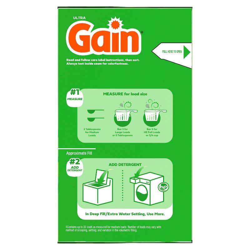 slide 9 of 10, Gain Original HE Concentrated Laundry Detergent Powder 89 Loads - 82oz, 82 oz
