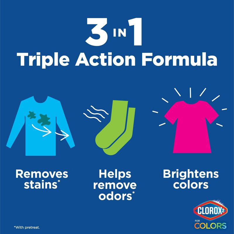 slide 3 of 10, Clorox 2 for Colors Stain Remover and Color Brightener Packs - 40ct/25.4oz, 40 ct, 25.4 oz