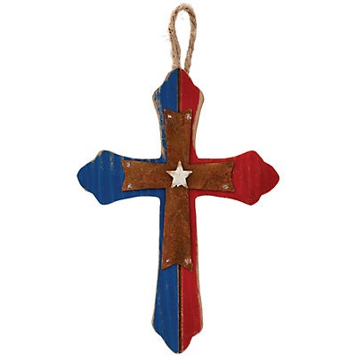 slide 1 of 1, Haven & Key Texas Flag Wooden Wall Cross Spring Decor, 6.5 in