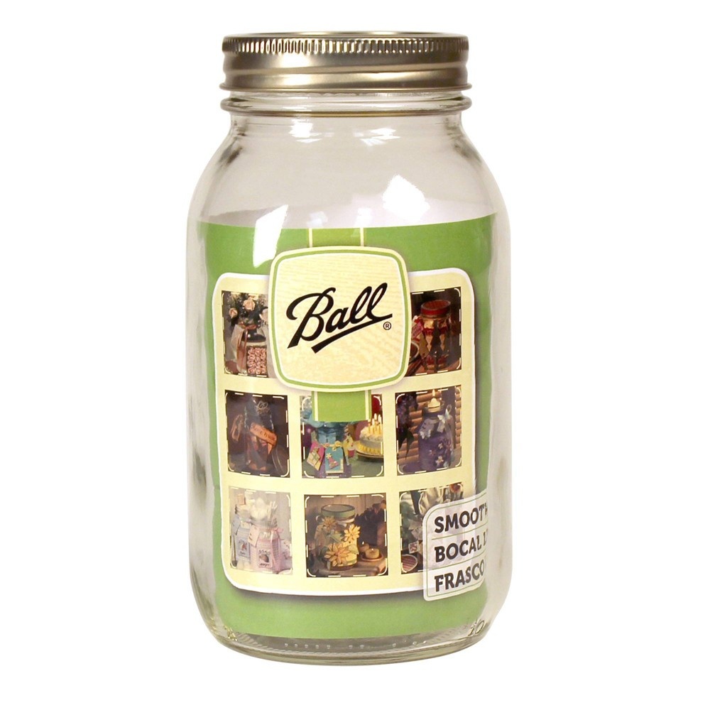 slide 3 of 4, Ball Smooth-Sided Glass Mason Jar with Lid and Band - Regular Mouth, 32 oz