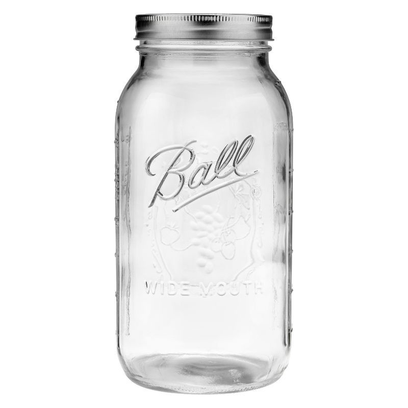 slide 1 of 1, Ball 64oz Glass Mason Jar with Lid and Band - Wide Mouth (Single Jar), 64 oz