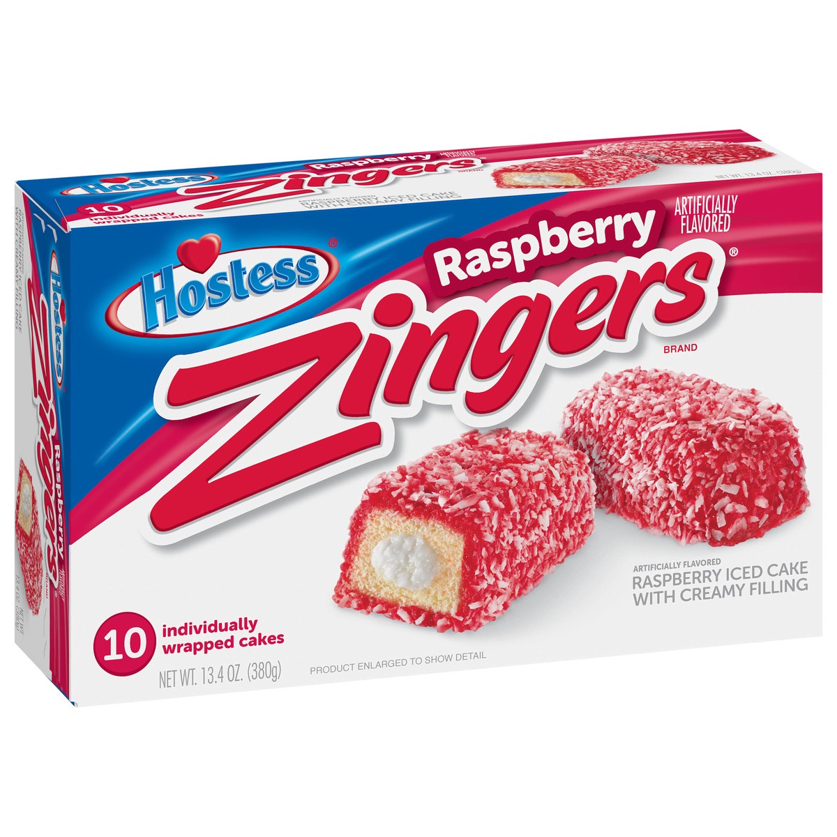 slide 9 of 9, HOSTESS Artificially Flavored Raspberry ZINGERS, 10 Count , 13.40 oz, 10 ct, 13.40 oz