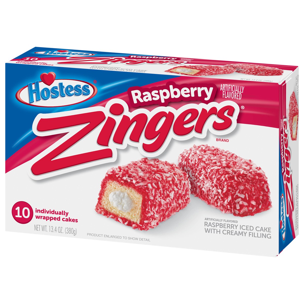 slide 5 of 9, HOSTESS Artificially Flavored Raspberry ZINGERS, 10 Count , 13.40 oz, 10 ct, 13.40 oz