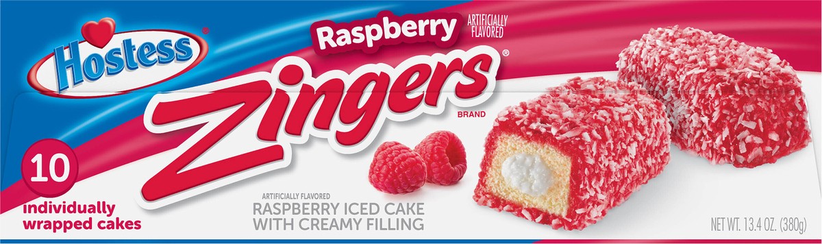 slide 7 of 9, HOSTESS Artificially Flavored Raspberry ZINGERS, 10 Count , 13.40 oz, 10 ct, 13.40 oz