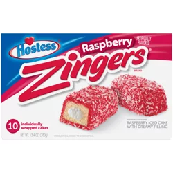 Hostess Zingers Snack Cakes, Raspberry Artificially Flavored Cake, 13.4 Oz. Box (10 Snack Cakes)