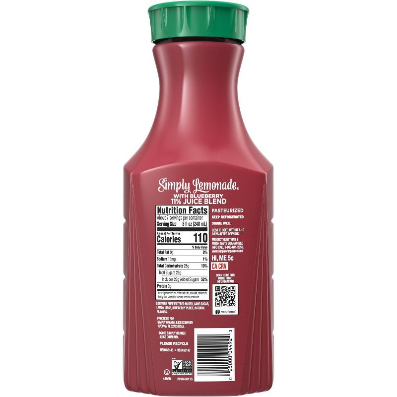 slide 5 of 9, Simply Beverages Simply Lemonade with Blueberry Juice - 52 fl oz, 52 fl oz