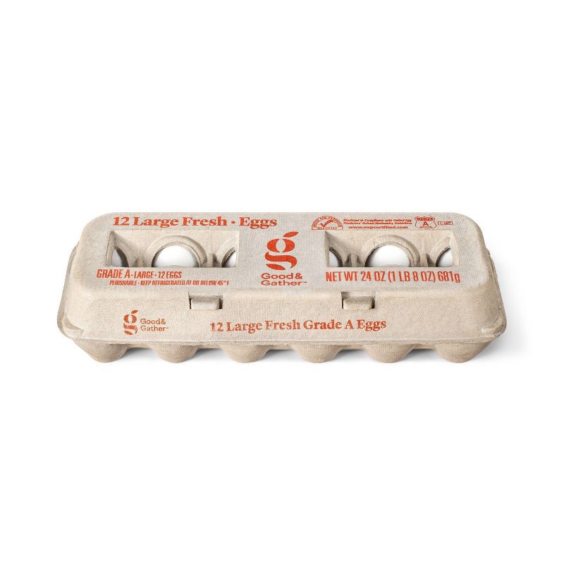 slide 1 of 6, Grade A Large Eggs - 12ct - Good & Gather™ (Packaging May Vary), 12 ct