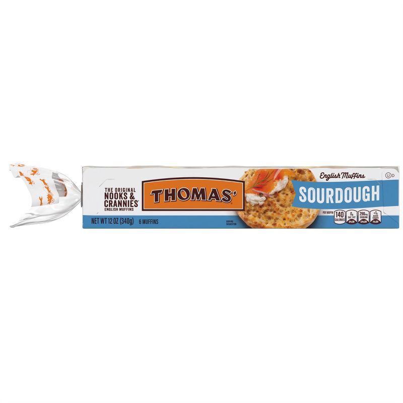 slide 8 of 11, Thomas' Sourdough English Muffins - 12oz/6ct, 6 ct; 12 oz