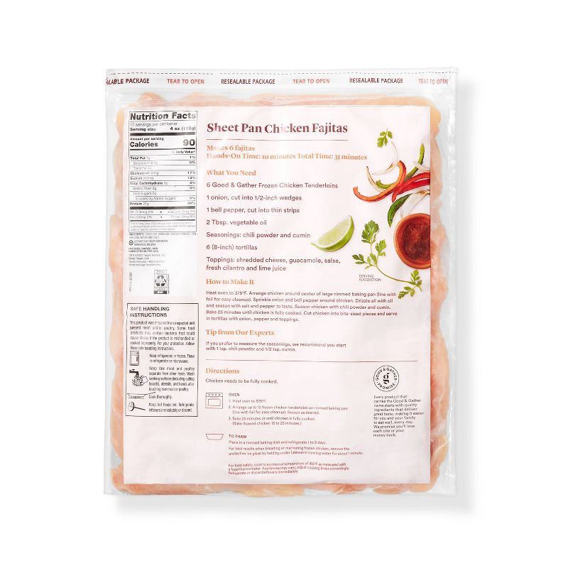 slide 2 of 4, No Antibiotics Ever Boneless & Skinless Chicken Breast Tenderloins - Frozen - 40oz - Good & Gather™, 40 oz