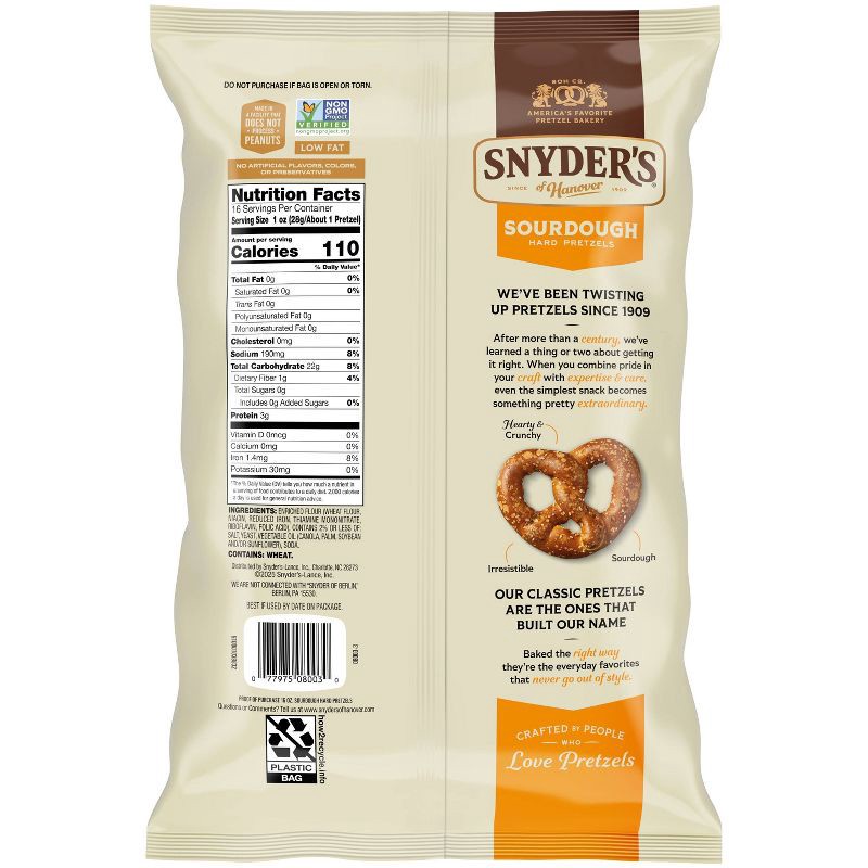 slide 2 of 6, Snyder's of Hanover Pretzels Sourdough Hard Pretzels Family Size - 16oz, 16 oz