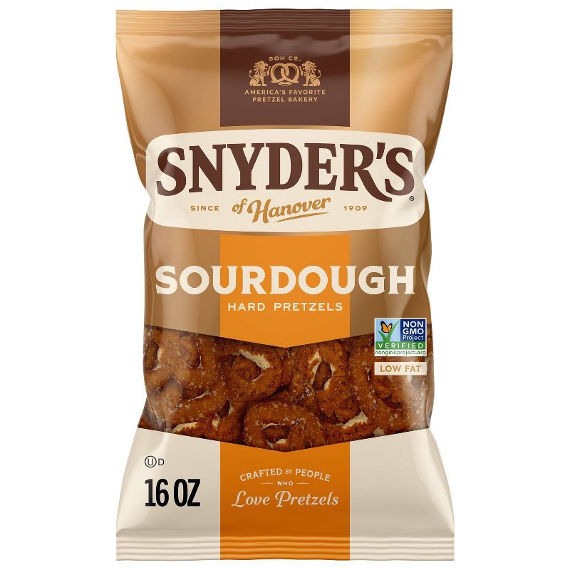 slide 1 of 8, Snyder's of Hanover Pretzels Sourdough Hard Pretzels Family Size - 16oz, 16 oz