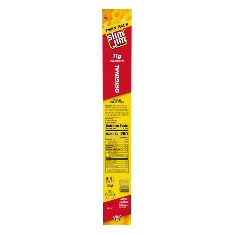 slide 1 of 3, Slim Jim Twin Pack Original Smoked Snack Stick – 1.94oz, 1.94 oz