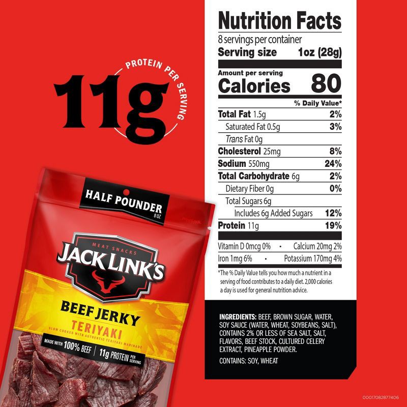slide 5 of 9, Jack Link's Teriyaki Beef Jerky Mega Pack - 8oz, 8 oz