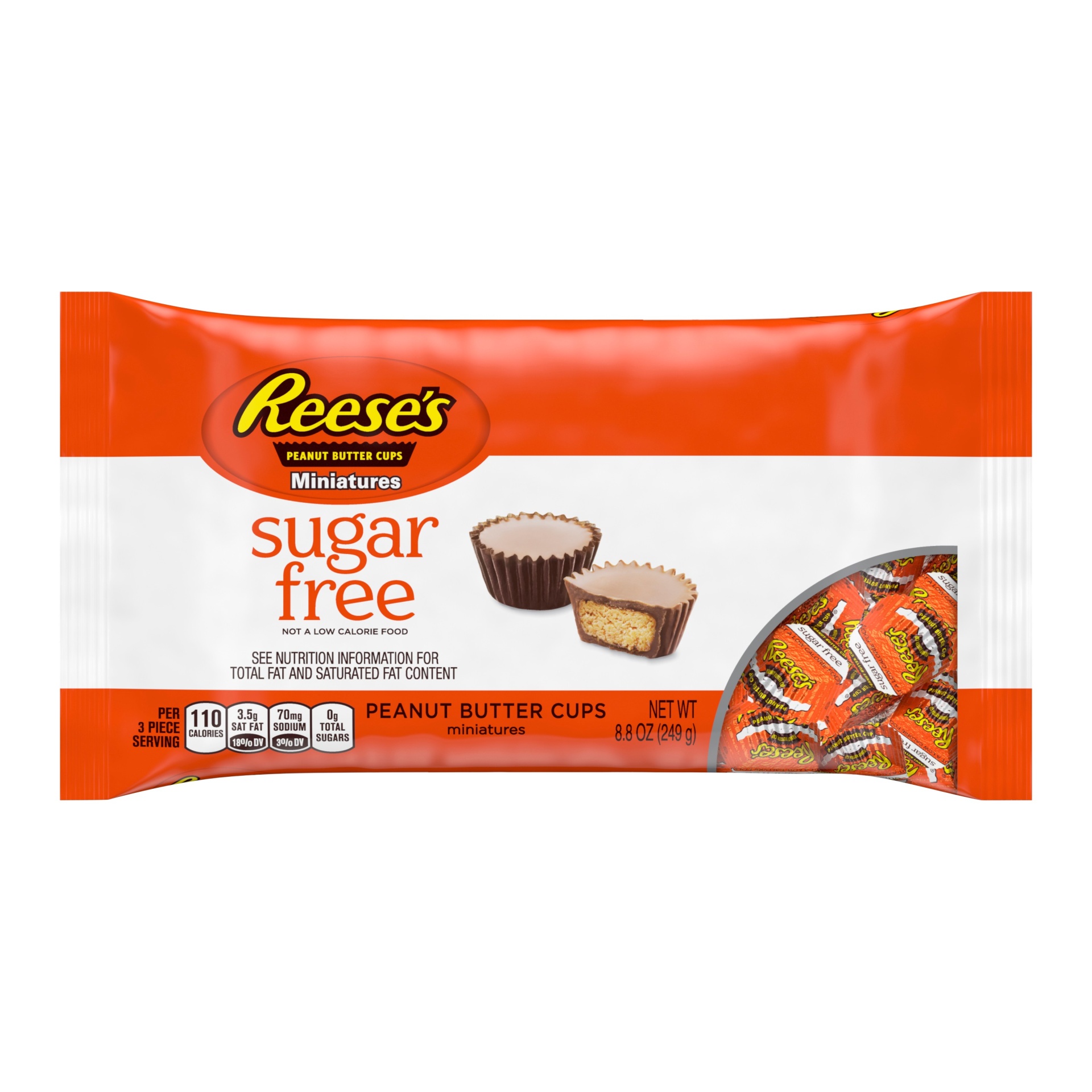 slide 1 of 3, Reese's Peanut Butter Cups Miniatures Sugar Free, 8.8 oz