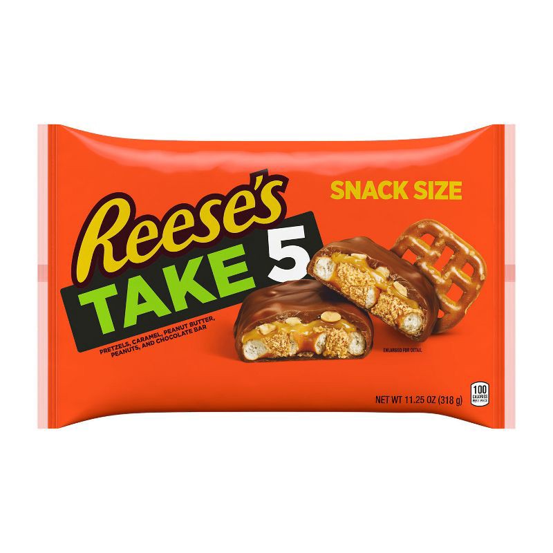 slide 2 of 6, Reese's Take 5 Pretzel, Caramel, Peanut Butter, Chocolate Snack Size Candy Bars - 11.25oz, 11.25 oz