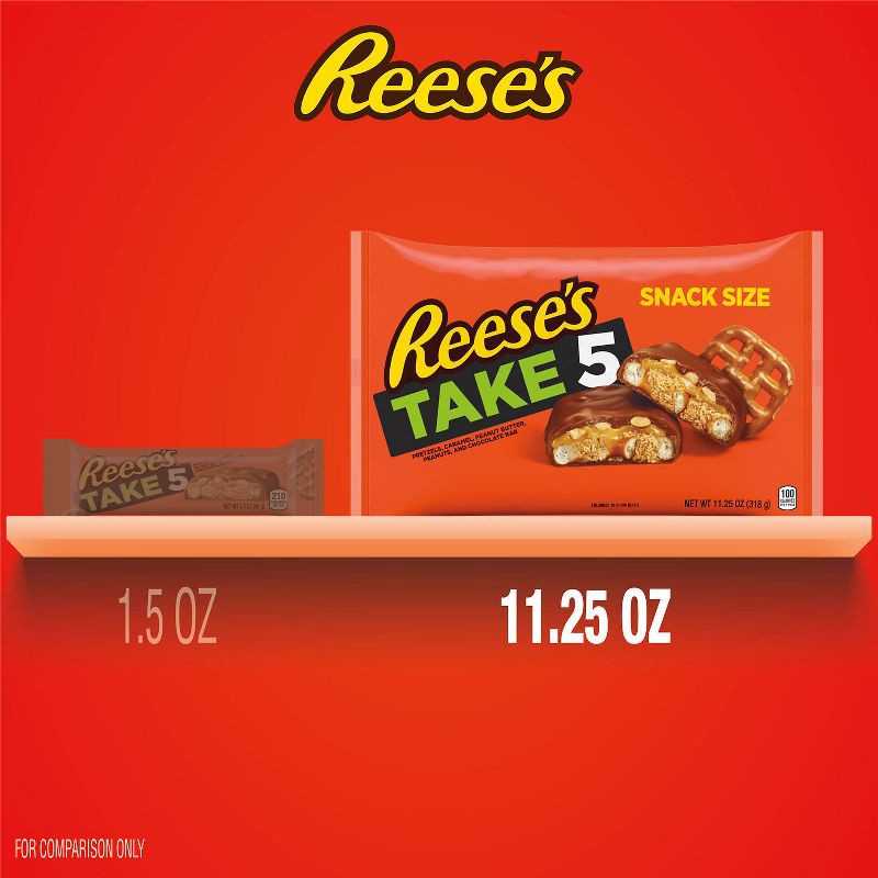 slide 6 of 6, Reese's Take 5 Pretzel, Caramel, Peanut Butter, Chocolate Snack Size Candy Bars - 11.25oz, 11.25 oz