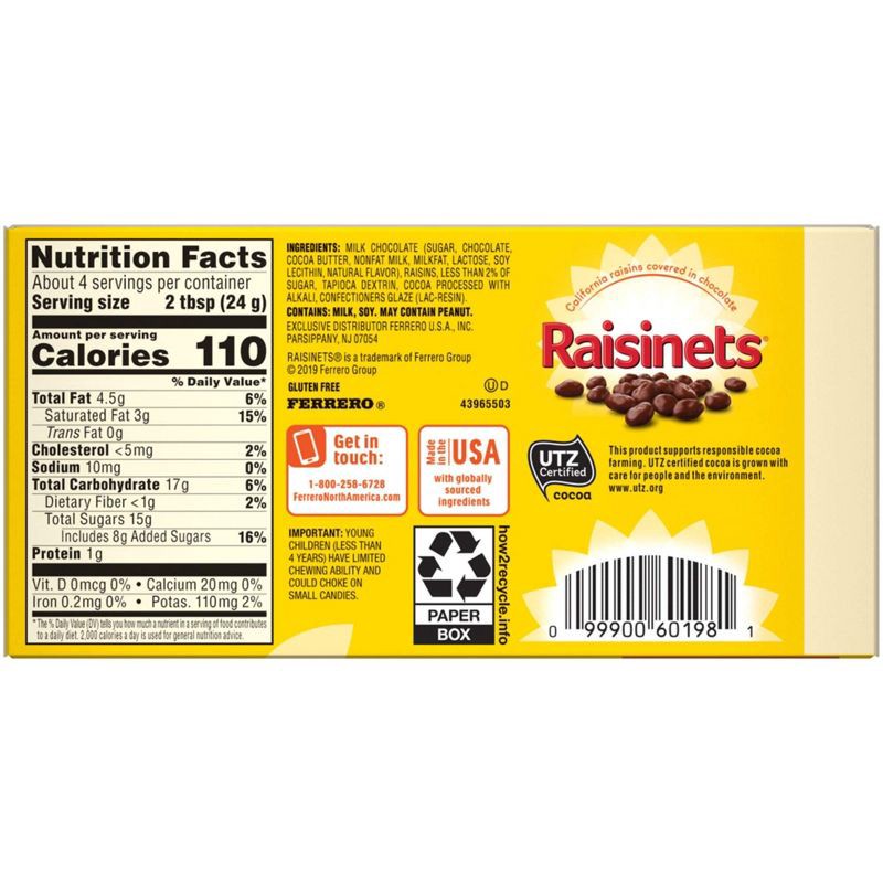 slide 2 of 8, Raisinets Milk Chocolate Covered Raisins Candy - 3.1oz, 3.1 oz