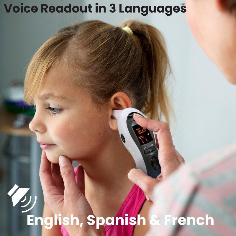 slide 7 of 7, MOBI Ultra Pulse Digital Thermometer Talking Ear and Forehead Temp with Soft Probe Tip for All Ages, 1 ct