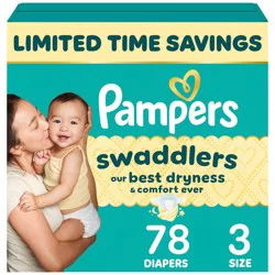Pampers Swaddlers Sensitive Disposable Diapers - Size 3 - 78ct: 16-28 lbs, Wetness Indicator, Aloe, Paraben-Free