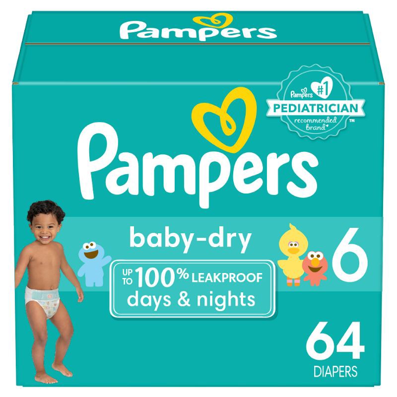 slide 1 of 10, Pampers Baby Dry Diapers Super Pack - Size 6 - 64ct, 64 ct