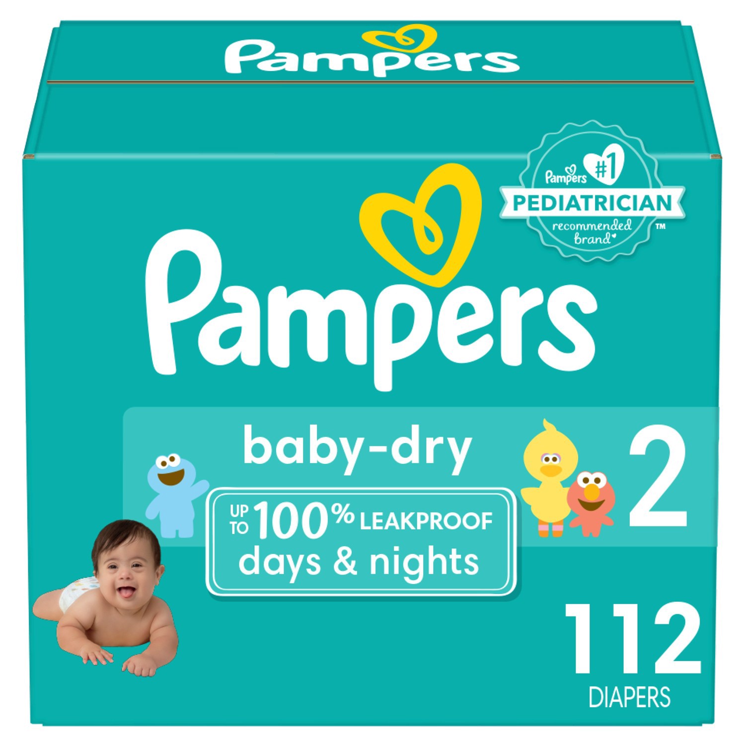 slide 1 of 10, Sesame Street Pampers Baby Dry Diapers - Size 2 - 112ct, 112 ct