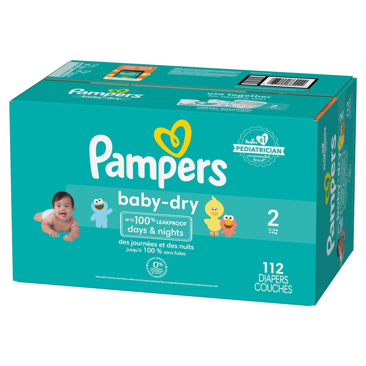 slide 9 of 10, Sesame Street Pampers Baby Dry Diapers - Size 2 - 112ct, 112 ct