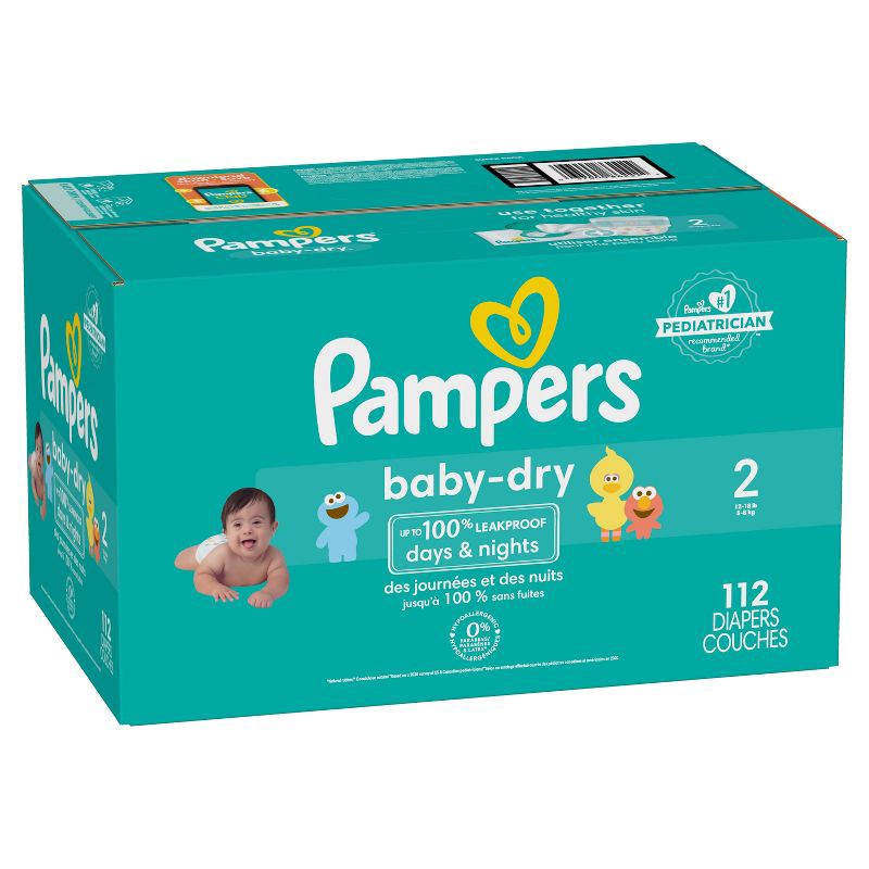 slide 9 of 10, Sesame Street Pampers Baby Dry Diapers - Size 2 - 112ct, 112 ct