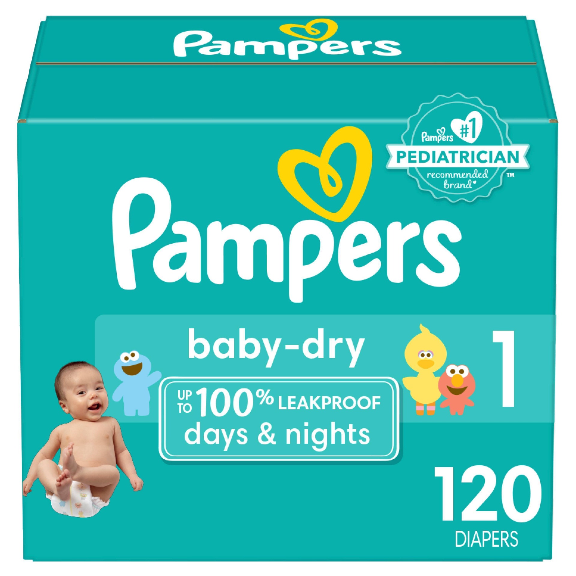 slide 1 of 17, Pampers Baby Dry Diapers Super Pack - Size 1 - 120ct, 120 ct