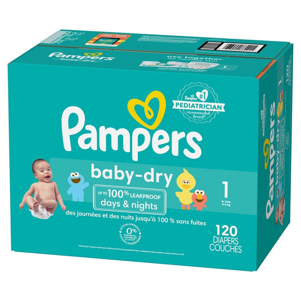 slide 13 of 17, Pampers Baby Dry Diapers Super Pack - Size 1 - 120ct, 120 ct
