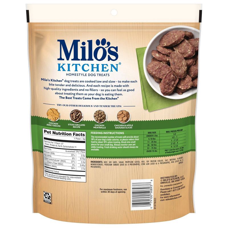 slide 2 of 8, Milo's Kitchen Beef Sausage & Rice Slices Chewy Dog Treats - 18oz, 18 oz