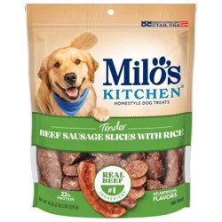 Milo's Kitchen Beef Sausage & Rice Slices Chewy Dog Treats - 18oz