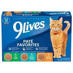 9Lives Paté Favorites Chicken & Tuna Wet Cat Food - 5.5oz/12ct Variety Pack