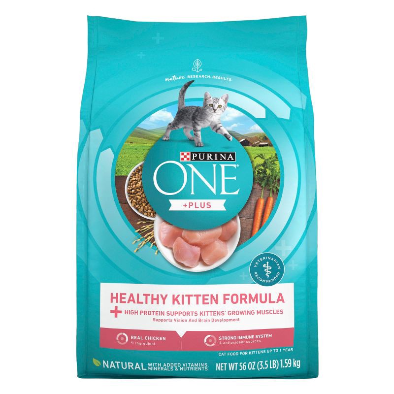 slide 1 of 8, Purina ONE Healthy Kitten Formula Natural Chicken Flavor Dry Cat Food - 3.5lbs, 3.5 lb