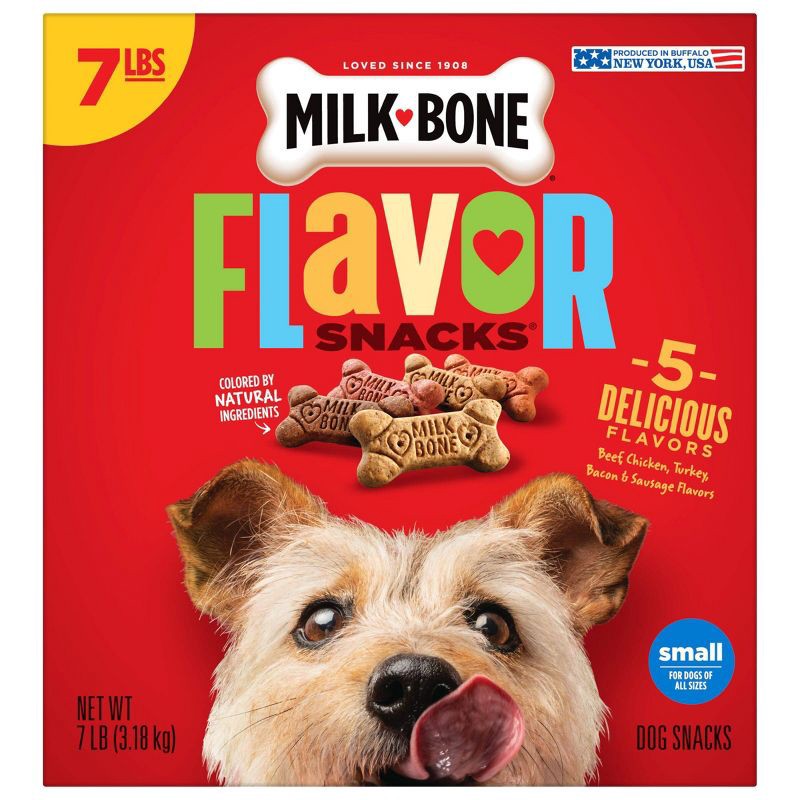 slide 3 of 9, Milk-Bone Biscuits with Beef, Turkey, Sausage, Bacon and Chicken Flavor Crunchy Dog Treats - 7lbs, 7 lb