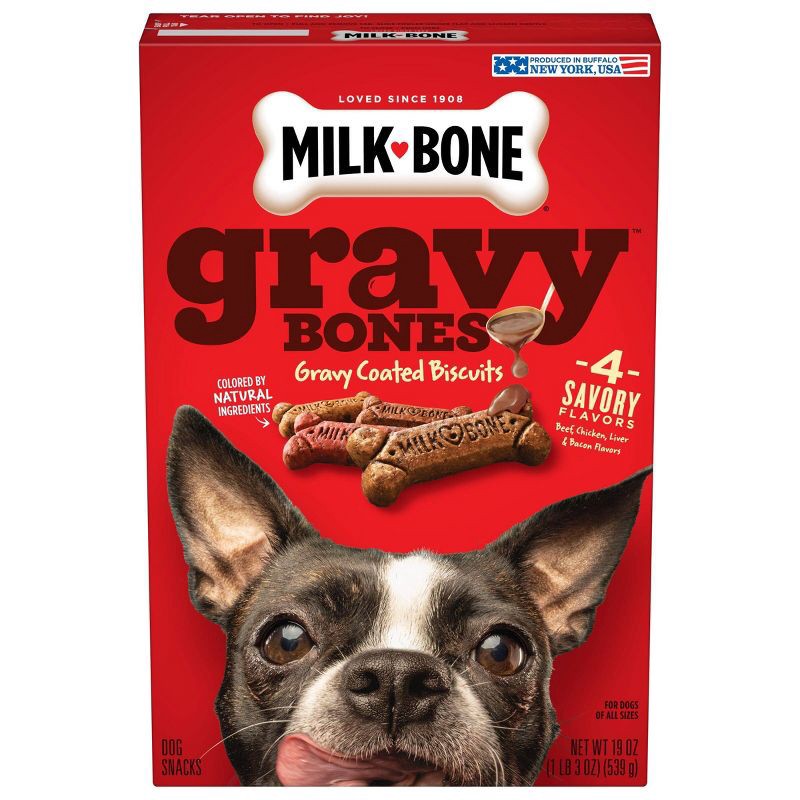 slide 1 of 7, Milk-Bone Biscuits Gravy Bones with Beef, Chicken, Liver and Bacon Flavors Dog Treats - 19oz, 19 oz