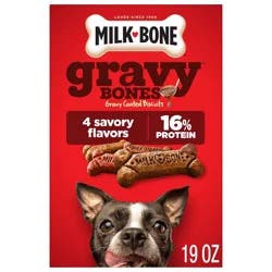 Milk-Bone Biscuits Gravy Bones with Beef, Chicken, Liver and Bacon Flavors Dog Treats - 19oz