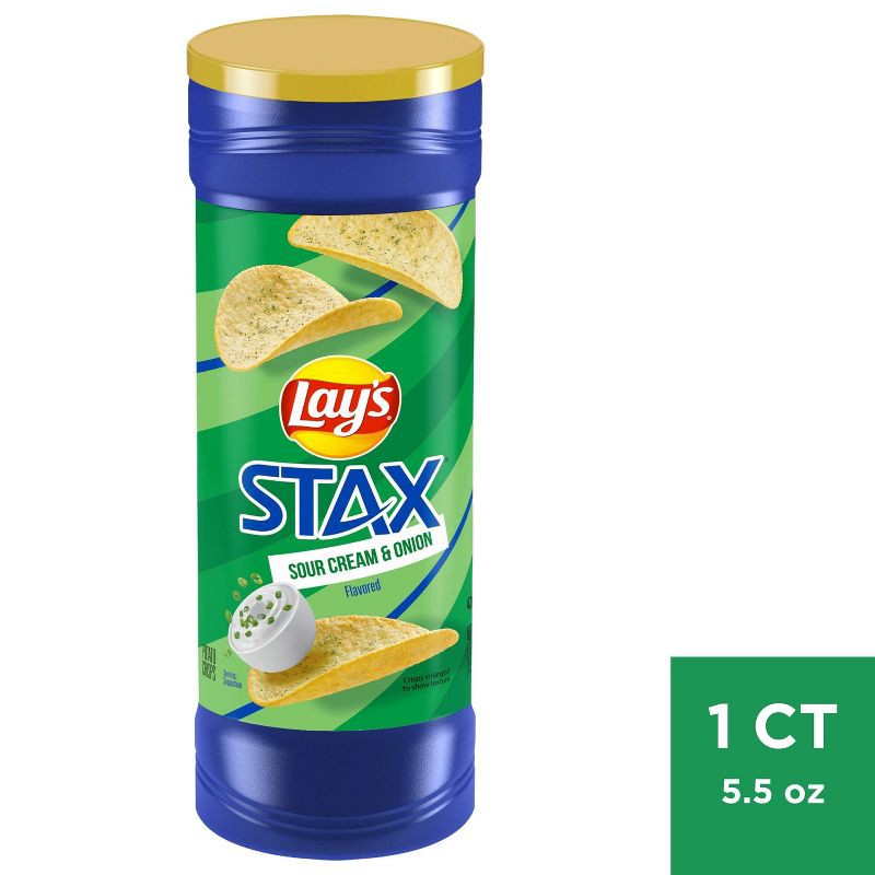 slide 1 of 5, Lay's Stax Sour Cream & Onion Potato Chips - 5.5oz, 5.5 oz