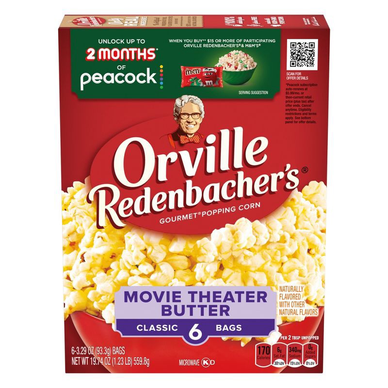 slide 1 of 5, Orville Redenbacher's Movie Theater Butter Microwave Popcorn - 19.74oz / 6ct, 19.74 oz, 6 ct
