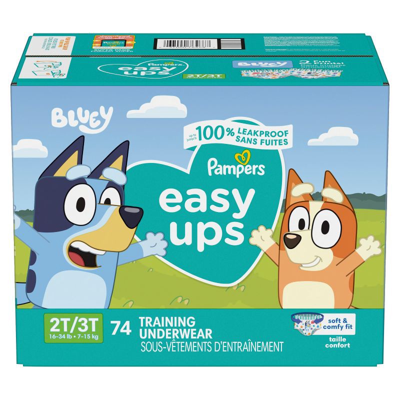 slide 15 of 15, Pampers Easy Ups Boys' Bluey Training Underwear - Size 2T-3T - 74ct, 74 ct