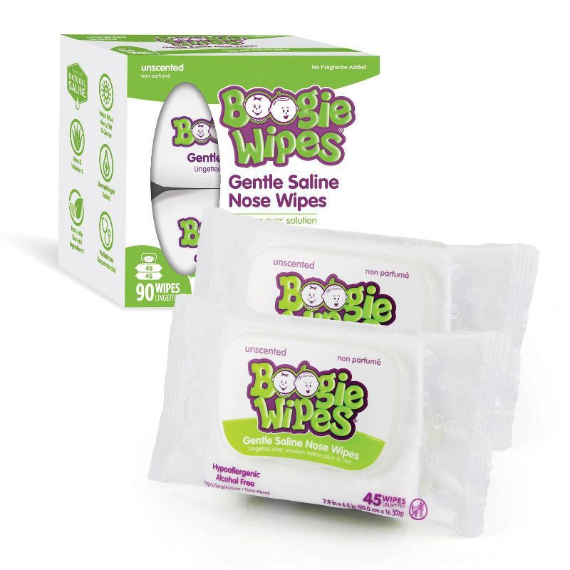 slide 2 of 7, Boogie Wipes Saline Nose Wipes Unscented - 90ct, 90 ct