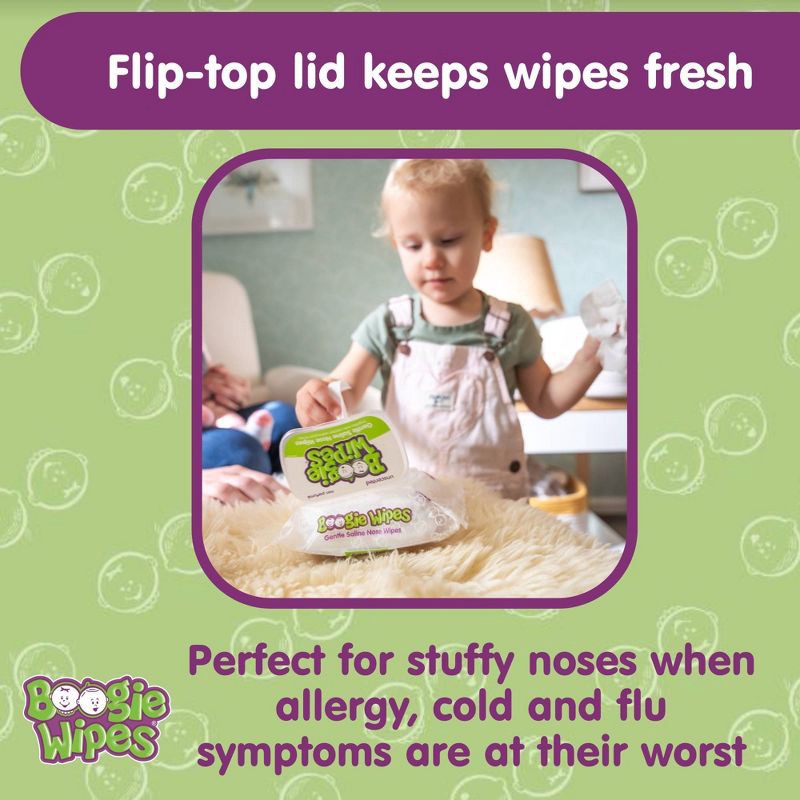 slide 6 of 7, Boogie Wipes Saline Nose Wipes Unscented - 90ct, 90 ct