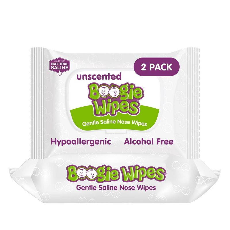 slide 1 of 10, Boogie Wipes Saline Nose Wipes Unscented - 90ct: Pull-Out Dispenser, Contains Vitamin E, Hypoallergenic, 90 ct