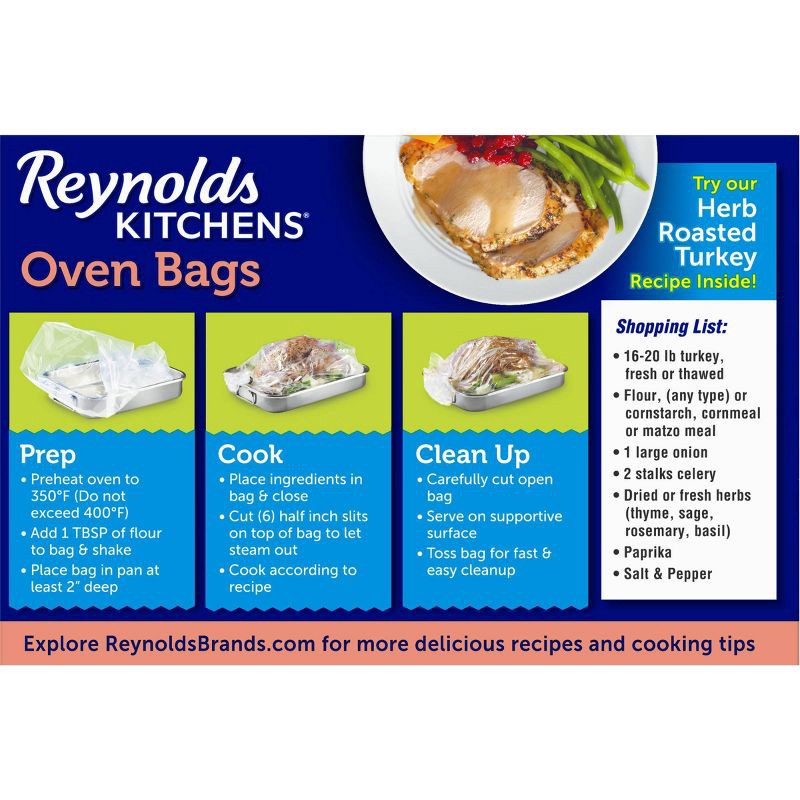 slide 9 of 10, Reynolds Kitchens Turkey Oven Bags - 2ct/6.2sq ft, 2 ct, 6.2sq ft
