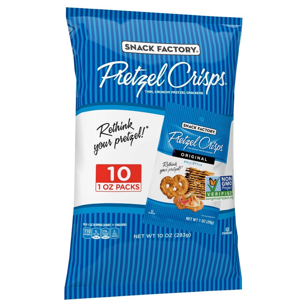 slide 6 of 9, Snack Factory Original Flavored Pretzel Crisps Crackers - 10oz/10pk, 10 ct; 10 oz