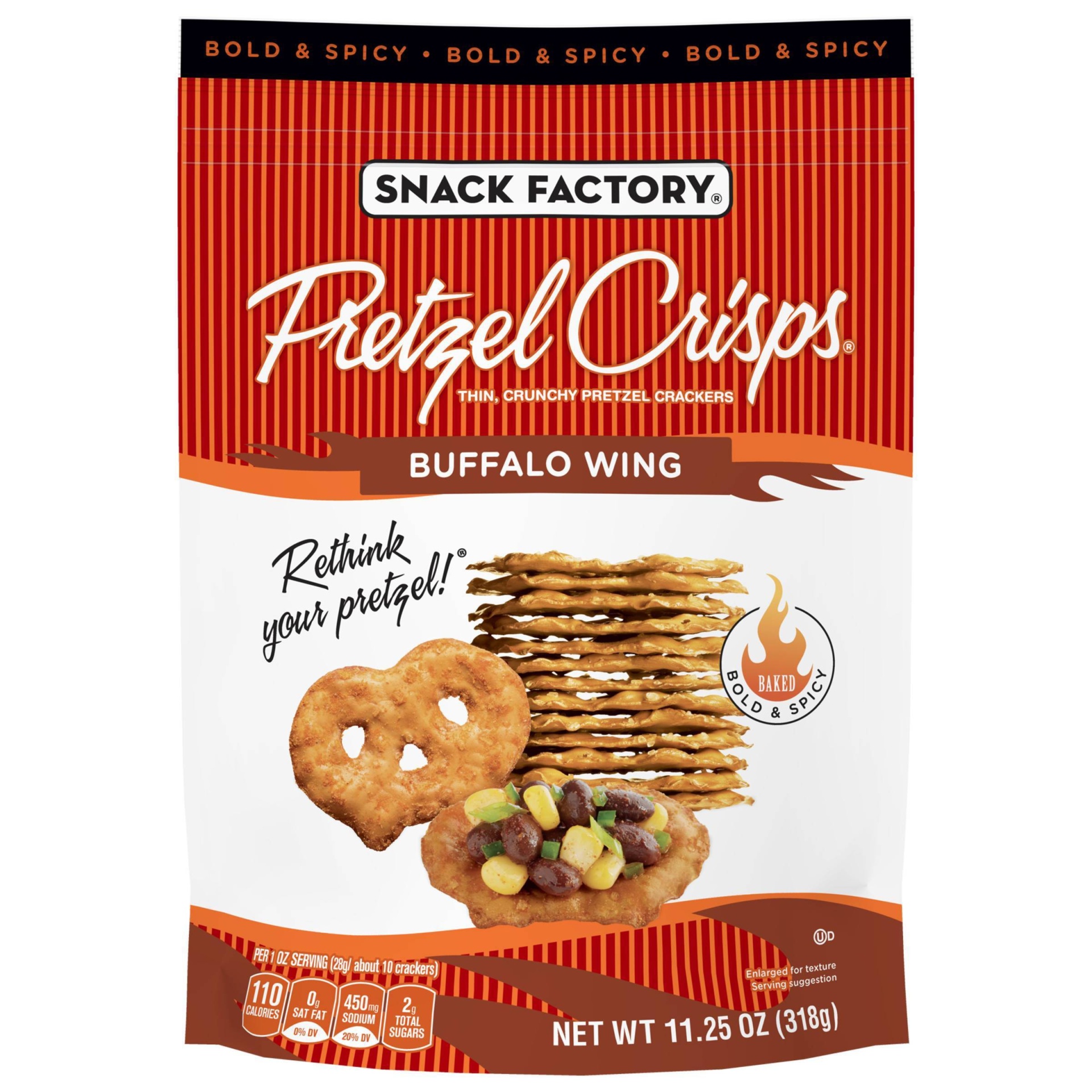 slide 1 of 7, Pretzel Crisps Buffalo Wing Pretzel Crackers, 11.25 oz