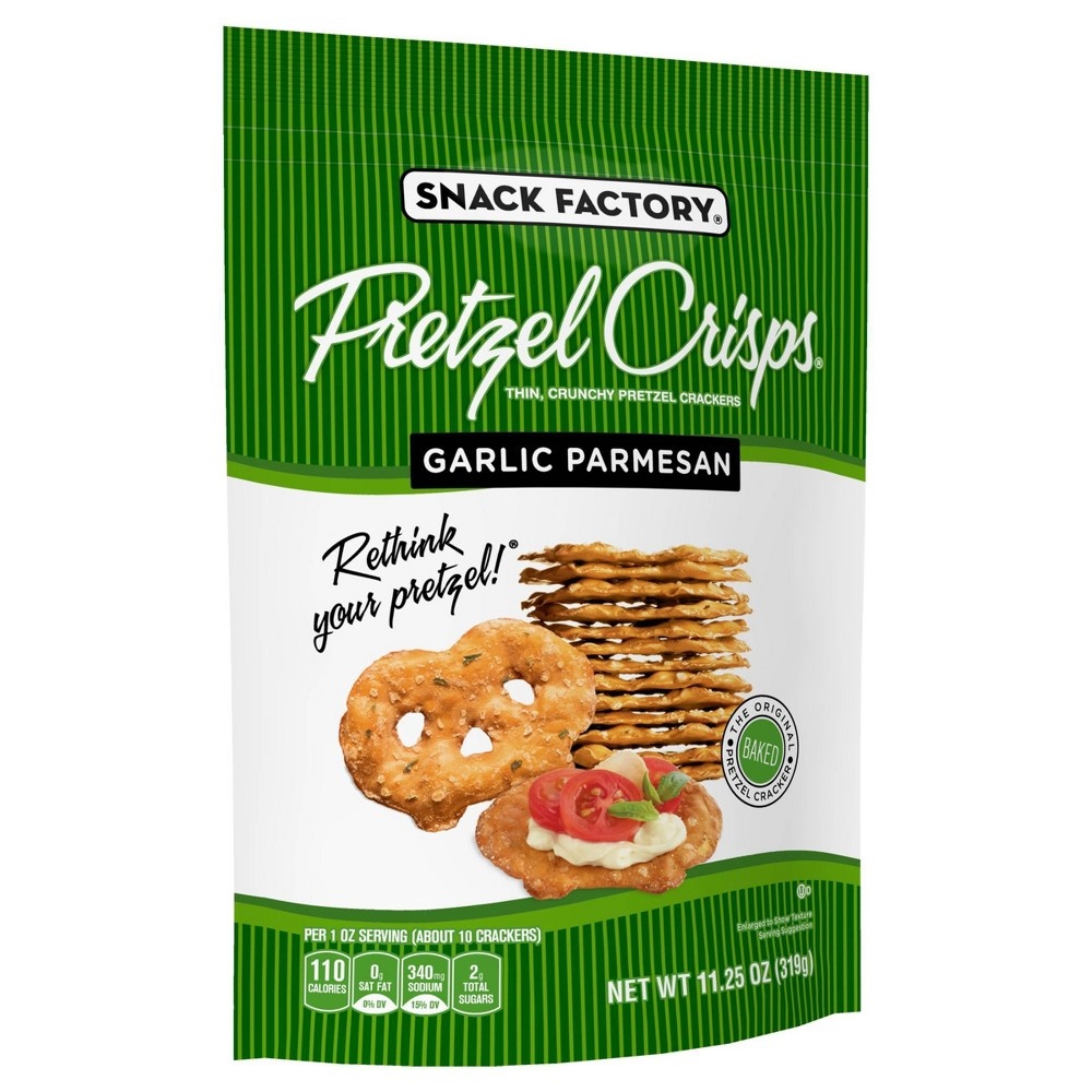 slide 6 of 7, Snack Factory Garlic Parmesan Flavored Pretzel Crisps Crackers, 11.25 oz